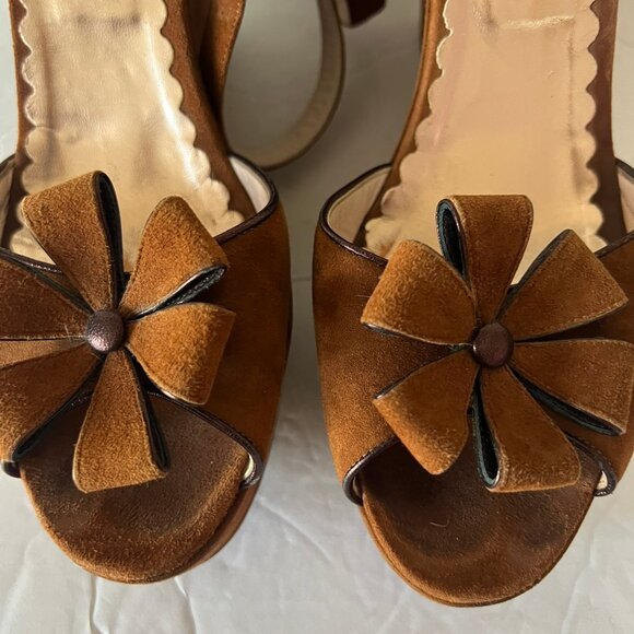 MARC JACOBS SUEDE DAISY PLATFORM WEDGE SHOES SIZE 7 US - Picture 4 of 7